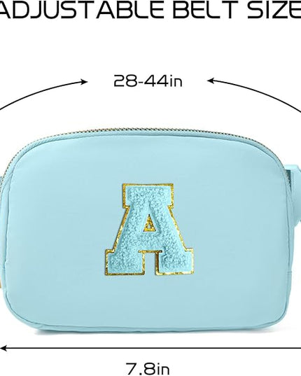 Gitus Gifts for 8 9 10 11 12 Year Old Girls Belt Bag Fanny Pack Crossbody Bags with Initial Letter Patch Cute Stuff Birthday Gifts for Teen Girls Women Personalized Trend Stuff (Icing Blue-A)