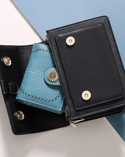 SENDEFN Small Womens Wallet Leather Bifold Card Holder RFID Blocking with Zipper Coin Pocket