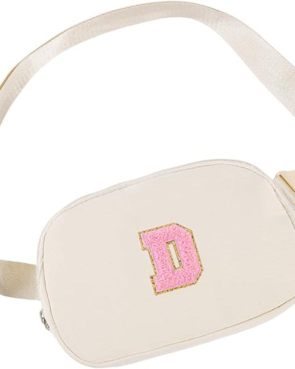 Glratn Initial Letter Fanny Pack for Girls,Patch Belt Bag,Toddler Crossbody Bags，Gifts for 3 4 5 6 7 8 9 10 11 37 Year Old Teens Kids,Christmas Graduation Gifts for Teen Girls ，(Beige-D)