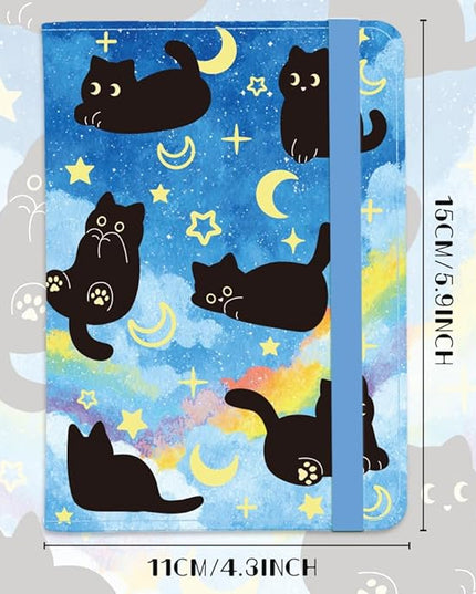 Cut Cat Passport Holder Sky Passport Cover for Travel PU Leather Passport Case with Credit Card Slots for Women Men Business Tourism