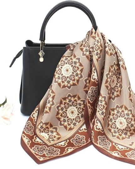 ANDANTINO 100% Mulberry Silk Scarf -21” Lightweight Square Neckerchief – Breathable Digital Printed Scarves with Gift Packed