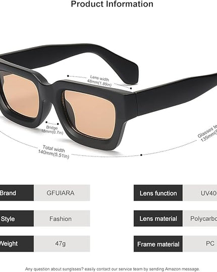 Trendy Square Sunglasses for Men Women Fashion Thick Rectangle Sun Glasses UV Protection Shades Designer Style