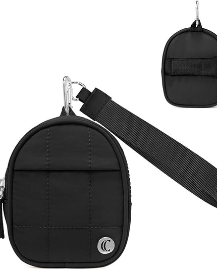 CLUCI Mini Backpack Keychain Wallet Small Change Quilted Coin Purse Cute Puffer Wristlet Pouch with 3 RFID Card Slots