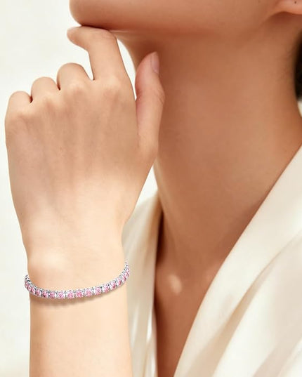 SUNFEEL Birthstone Bracelet Jewelry for Women Sterling Silver with Gold Plated Tennis Bracelet Classic Bolo Adjustable Chain Anniversary Birthday Gifts for Women Mom Wife Her
