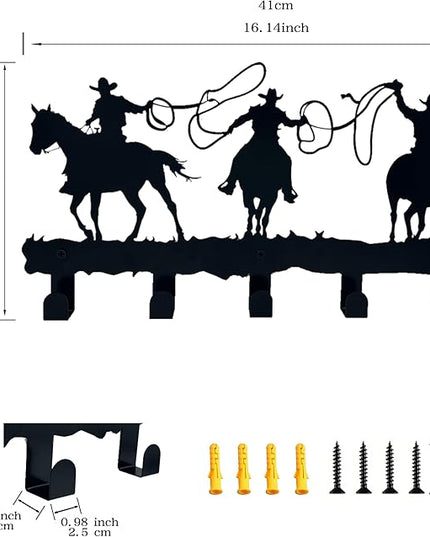 ZORISE Western Cowboy Coat Hooks - Wall Art Decor and Key Holder, Clothes, Hat, and Backpack Hanger, Sweet Home Storage Decor for Entryway, Hallway, Office, Kitchen, and Living Room