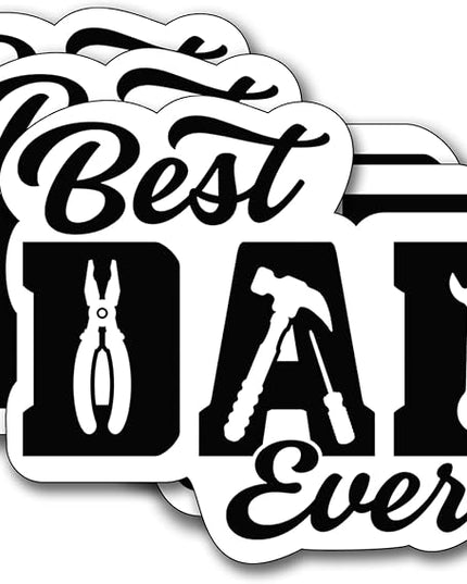 (3Pcs) Best Dad Ever Sticker, Decal Gifts Dad Decorate Books Laptop Phone Water Bottles Kindles Stickers Tumbler Sticker Waterproof Vinyl Decorate Sticker 3 x 2.6 Inch