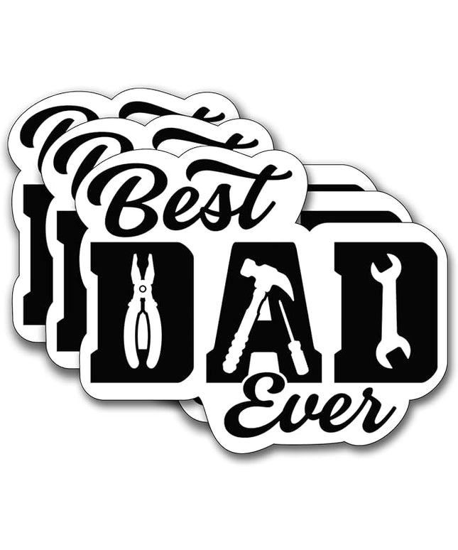 (3Pcs) Best Dad Ever Sticker, Decal Gifts Dad Decorate Books Laptop Phone Water Bottles Kindles Stickers Tumbler Sticker Waterproof Vinyl Decorate Sticker 3 x 2.6 Inch