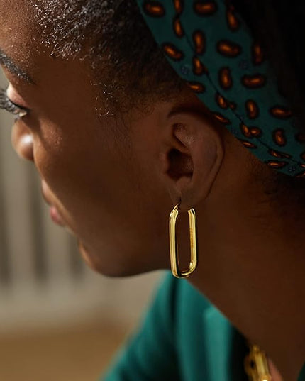 18K Gold Plated Chunky Hoop Earrings for Women Fashion Thick Gold Hoops Set Jewelry for Birthday Christmas Gifts
