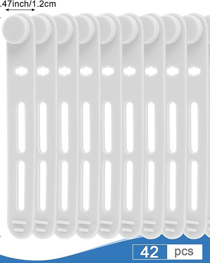42 Pcs Silicone Cable Ties Reusable Cord Straps Multipurpose Elastic Cable Organizer for Bundling Fastening Earphone Phone Charger Home Office School, 3.15 Inch (White)