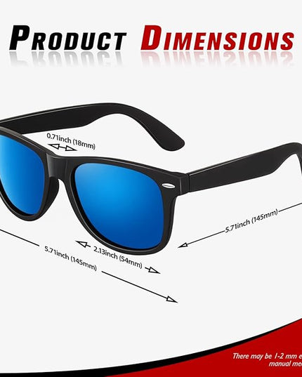 Sunier Polarized Sunglasses for Men and Women, Retro Square Matte Finish UV400 Protection Shades for Driving, Fishing