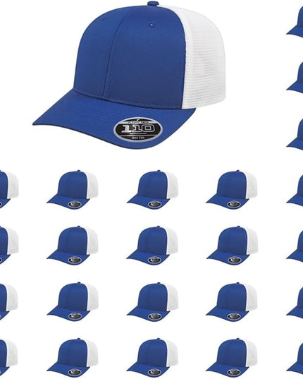 Cap America i8502 Flexfit 110 Premium Mid Profile 6-Panel Mesh Back Trucker Cap Hat w/UV Guard & Adjustable Snapback
