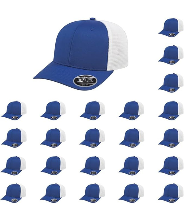 Cap America i8502 Flexfit 110 Premium Mid Profile 6-Panel Mesh Back Trucker Cap Hat w/UV Guard & Adjustable Snapback