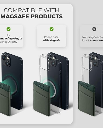 VULKIT Magnetic Phone Wallet for MagSafe- RFID Blocking - Card Holder Wallet for iPhone 16/15/14/13/12 Series & Phone Case with MagSafe