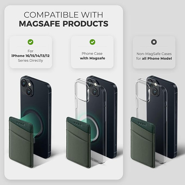 VULKIT Magnetic Phone Wallet for MagSafe- RFID Blocking - Card Holder Wallet for iPhone 16/15/14/13/12 Series & Phone Case with MagSafe