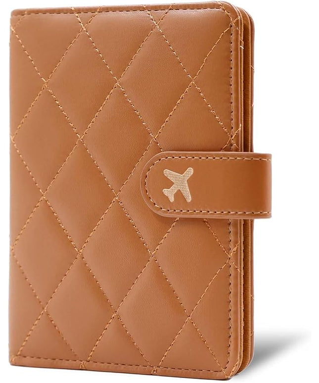 Melsbrinna Premium Leather Passport Holder Covers Case, Waterproof Rfid Blocking Travel Wallet Passport Holder with Pen Holder, Cute Passport Book for Women/Men