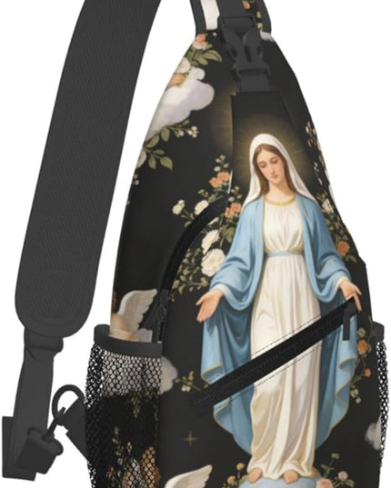 Our Lady of Guadalupe Sling Bag Crossbody Bags Clovers Chest Bag for Travel Hiking for Men Women Virgin Marys 8