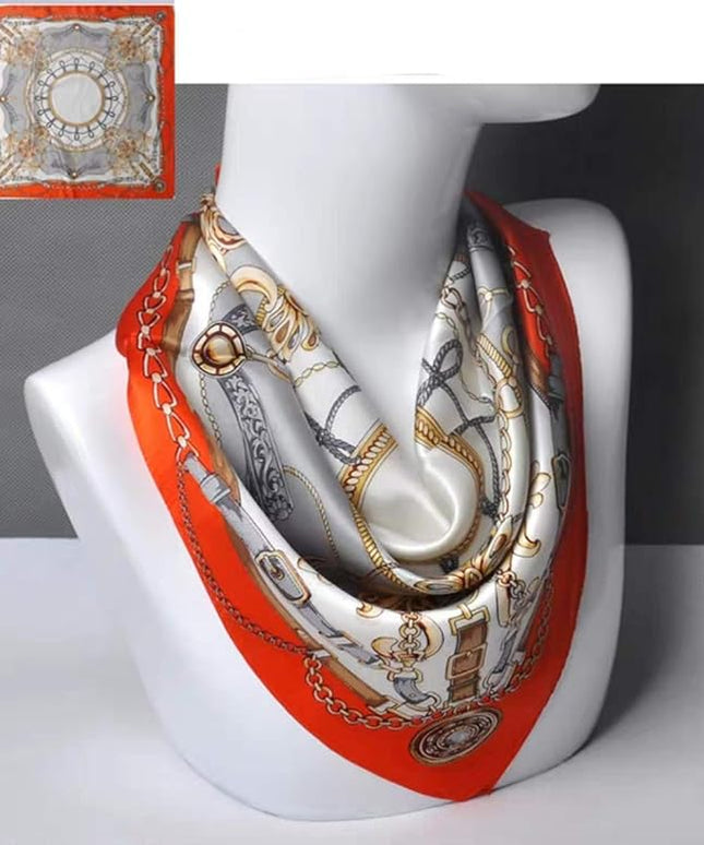 ANDANTINO 100% Real Mulberry Silk Scarf -21'' x 21''- Lightweight Neckerchief –Women Men Small Square Digital Printed Scarves