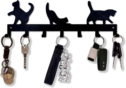 Sanshaoye Key Holder for Wall Decorative, Metal Key Holder, Key Organizer for Wall Mount, Hanging Key Rack with 7 Hooks, Key Hooks for Hallway Entryway Office Kitchen Farmhouse