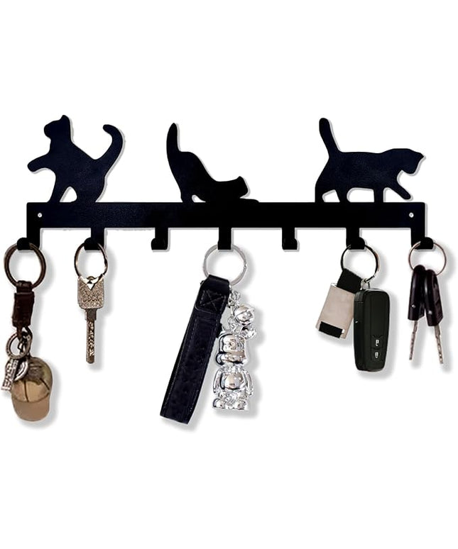 Sanshaoye Key Holder for Wall Decorative, Metal Key Holder, Key Organizer for Wall Mount, Hanging Key Rack with 7 Hooks, Key Hooks for Hallway Entryway Office Kitchen Farmhouse