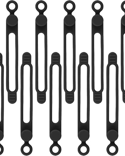 12Pcs Black Silicone Cable Ties - Reusable, Organize Electronic Cords & Wires in Office, Home, Kitchen, School & Travel