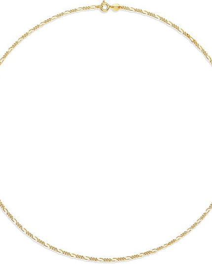 Amazon Essentials 14k Gold or Sterling Silver Plated Figaro Chain Necklace