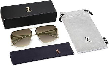 SOJOS Trendy Aviator Sunglasses Mens Womens Retro Metal Rimless Frame Shades Lentes De Sol Para Mujer SJ1192