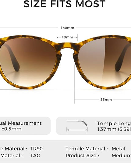 SUNGAIT Premium Vintage Round Sunglasses for Women Men Classic Retro Trendy Style