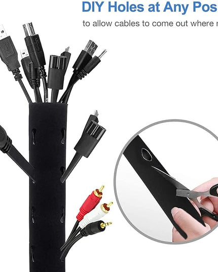 JOTO 4 Pack Cable Management Sleeve, 19-20 Inches Cord Organizer System with Zipper for TV Computer Office Home Entertainment, Flexible Cable Sleeve Wrap Cover Wire Hider System -Black