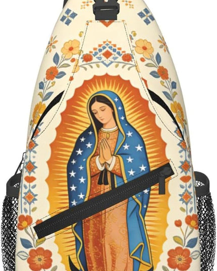 Our Lady of Guadalupe Sling Bag Crossbody Bags Clovers Chest Bag for Travel Hiking for Men Women Virgin Marys 3