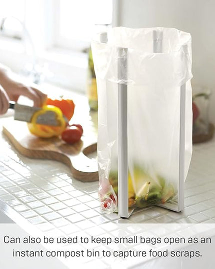 YAMAZAKI Home Tower Kitchen Multi Eco Stand - Multifunctional Plastic Bag Holder Bottle Dryer - Steel