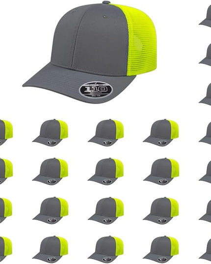 Cap America i8502 Flexfit 110 Premium Mid Profile 6-Panel Mesh Back Trucker Cap Hat w/UV Guard & Adjustable Snapback