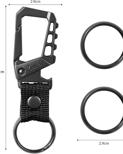 Metal heavy duty key chain carabiner clip bottle opener wrist lanyard ring car key fob unisex for men and women