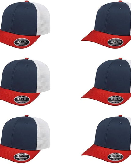 Cap America i8502 Flexfit 110 Premium Mid Profile 6-Panel Mesh Back Trucker Cap Hat w/UV Guard & Adjustable Snapback