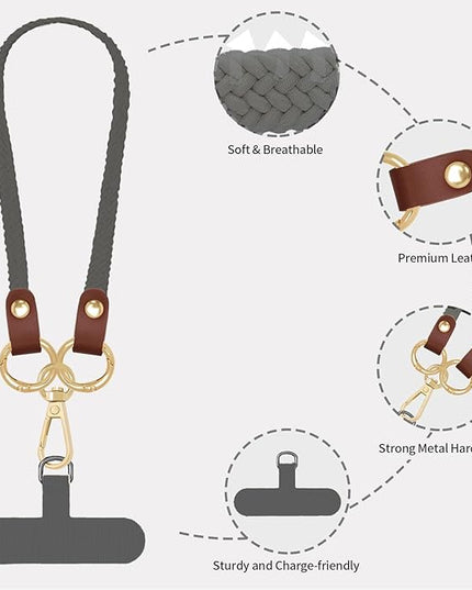 Stretchy Phone Lanyard Tether, 2 Pack Phone Leash Anti-theft Phone Strap for Anti-drop Outdoor Hiking Cycling Climbing Universal for Most Cell Phones, Space Gray