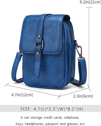 myfriday Vintage Crossbody Phone Bag for Women, Small PU Leather Shoulder Purse and Handbag with Tassel&Rivet Decoration