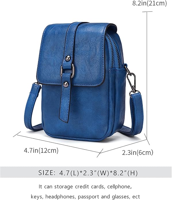 myfriday Vintage Crossbody Phone Bag for Women, Small PU Leather Shoulder Purse and Handbag with Tassel&Rivet Decoration