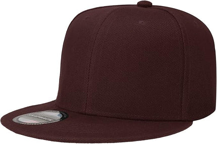 Classic Snapback Hat Cap Hip Hop Style Flat Bill Blank Solid Color Adjustable Size