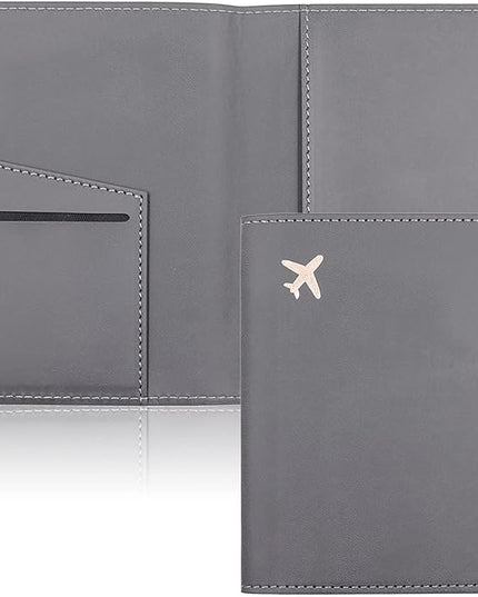 Deziliao Passport Wallet, Gray, Unisex, Faux Leather, Waterproof, Slim, Lightweight, RFID Blocking, 2-in-1 Design, with Document Slots, Credit Card Slots, SIM Card Slots