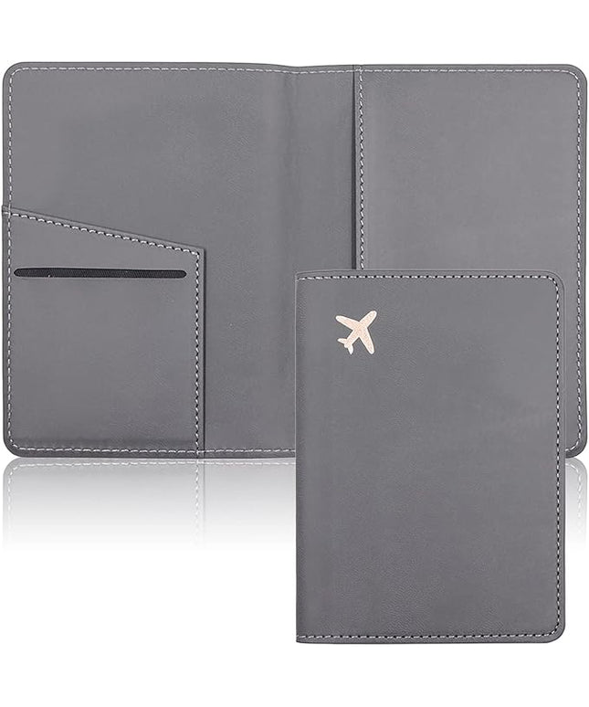 Deziliao Passport Wallet, Gray, Unisex, Faux Leather, Waterproof, Slim, Lightweight, RFID Blocking, 2-in-1 Design, with Document Slots, Credit Card Slots, SIM Card Slots