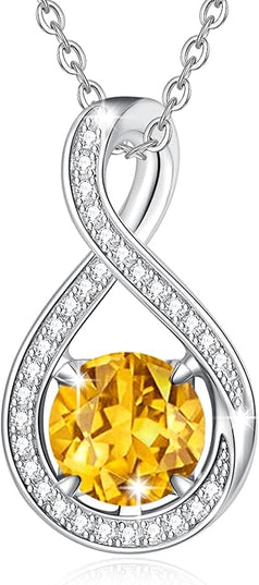 FANCIME Birthstone Necklaces for Women Fine Jewelry Sterling Silver Infinity Pendant Anniversary Birthday Gifts for Her Women Wife Mom Lady Daughter, Chain 16"+2" Extend