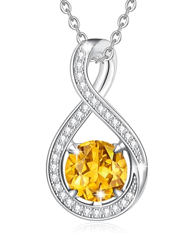 FANCIME Birthstone Necklaces for Women Fine Jewelry Sterling Silver Infinity Pendant Anniversary Birthday Gifts for Her Women Wife Mom Lady Daughter, Chain 16"+2" Extend