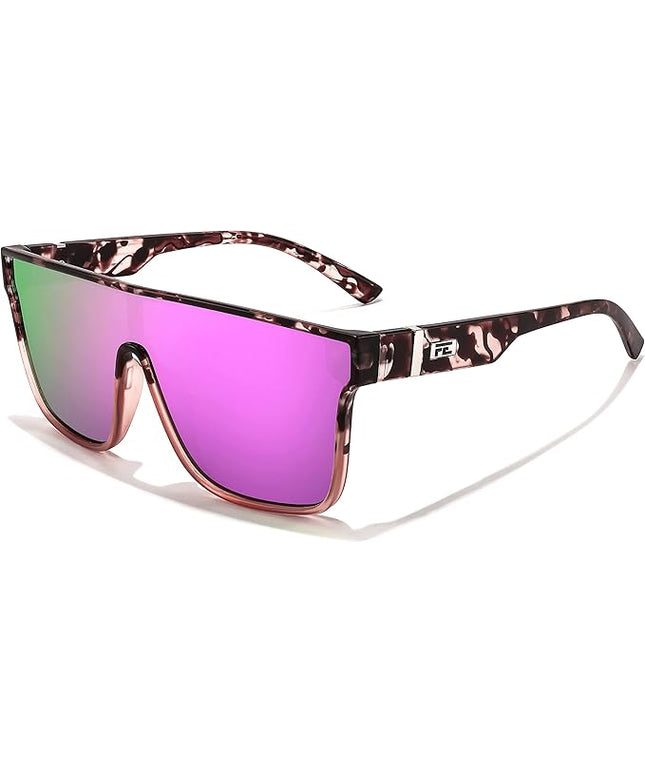 FEISEDY Sunglasses for Women Men, Fashion Mirrored Single Lens, Driving Beach Sunnies UV400 Shades B2996