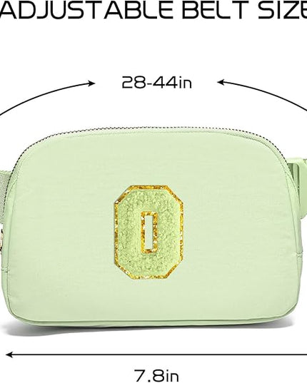 Gitus Gifts for 8 9 10 11 12 Year Old Girls Belt Bag Fanny Pack Crossbody Bags with Initial Letter Patch Cute Stuff Birthday Gifts for Teen Girls Women Personalized Trend Stuff (Light Green-O)