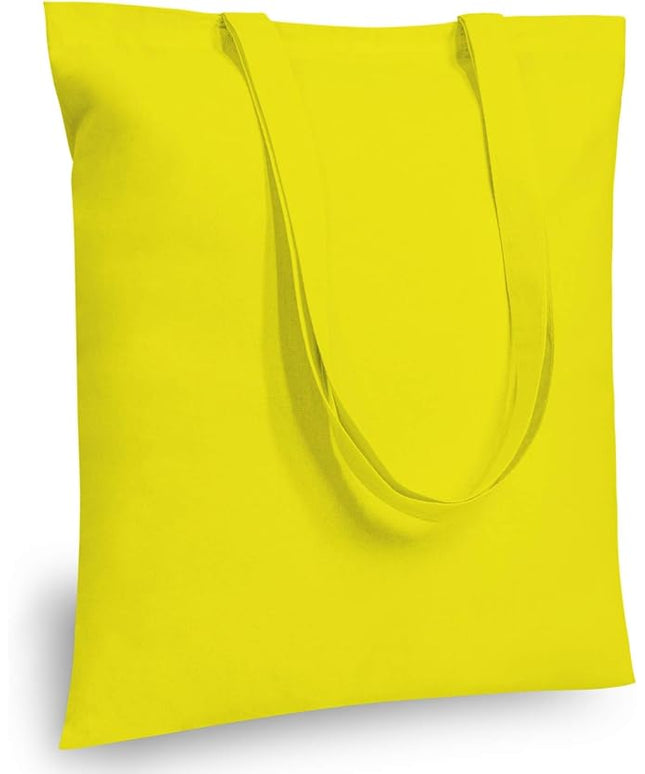 TOPDesign 12-Pack Economical 16"x15" Yellow Cotton Tote Bag, Lightweight Medium Reusable Grocery Shopping Cloth Bags, Suitable for DIY, Advertising, Promotion, Gift, Activity