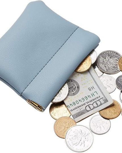 ZYLOXAR Squeeze Coin Purse Genuine Leather Wallet Compact Change Holder Travel Pouch for Women Gift Box (Blue)