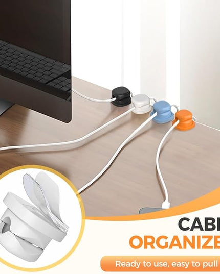 Magnetic Cord Organizer, 2026 New Magnetic Cable Clips Desk Cord Holder, 360° Rotation Phone Charger Wire Organizer for Nightstand Home Office Desk, Easy Secure Adhesive Cable Management (3, Black)