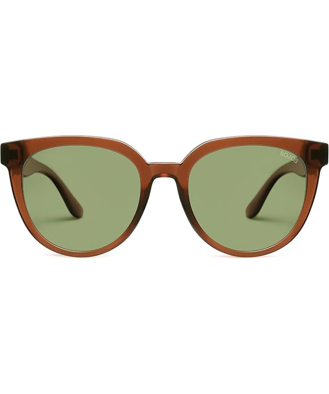 SOJOS Trendy Cat Eye Round Polarized Sunglasses for Women Fashion UV Protection Sunnies Sunglasses SJ2175