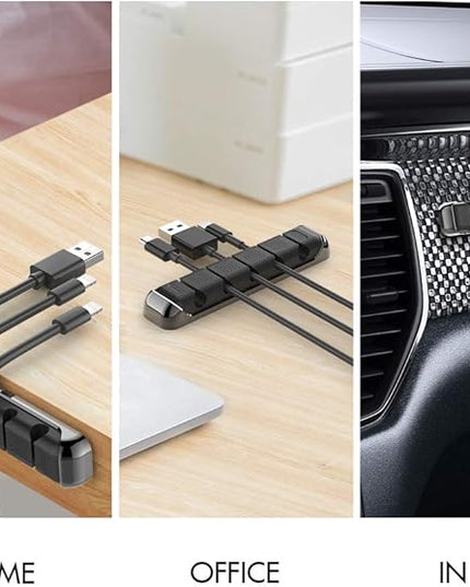 AHASTYLE Cable Organizer Holder 5 Slots Desktop Cord Wire Clips Keeper for Organizing USB Cable/Power Cord/Wire Home Office and Car (Black)