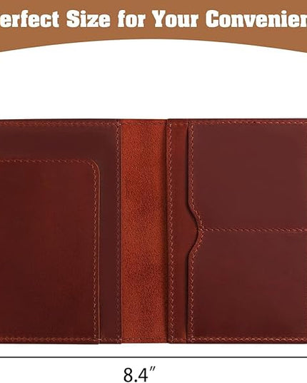 Jack&Chris Genuine Leather Passport Holder For Travel, RFID Blocking Handmade Passport Holder with Card Case Organized & Safe, Quality Travel Essentials for Women and Men for Gifting, Red