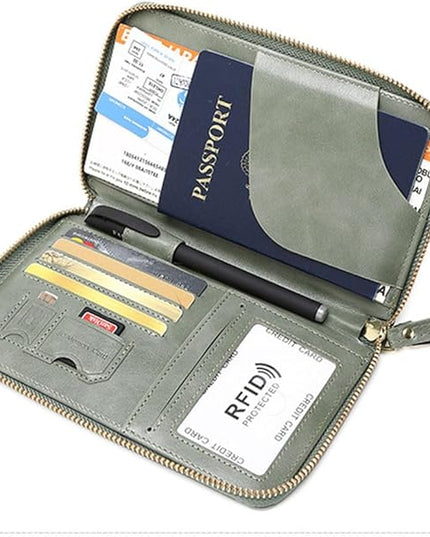 Passport Holder for Travel Women and Men RFID Passport Holder with Card Slots Holder Passport Case Passport cover Passport Wallet Travel Essentials and Accessories (Zipper, Olive Green Zipper)